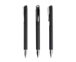 Stylo en aluminium rétractable avec détails argentés encre bleue couleur noir
