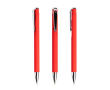 Stylo en aluminium rétractable avec détails argentés encre bleue couleur rouge