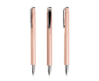 Stylo en aluminium rétractable avec détails argentés encre bleue couleur or rose