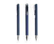 Stylo en aluminium rétractable avec détails argentés encre bleue couleur bleu marine