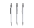 Stylo en aluminium à finition caoutchoutée avec spinner et encre bleue couleur blanc