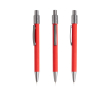 Stylo en aluminium à finition caoutchoutée avec spinner et encre bleue couleur rouge