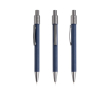 Stylo en aluminium à finition caoutchoutée avec spinner et encre bleue couleur bleu marine
