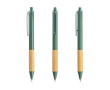 Stylo à bille avec clip translucide et grip en bambou, encre noire couleur vert pistache