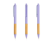 Stylo à bille avec clip translucide et grip en bambou, encre noire couleur violet