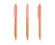 Stylo à bille avec clip translucide et grip en bambou, encre noire couleur rose clair