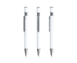 Stylo en aluminium recyclé avec spinner et embout tactile, encre bleue couleur blanc
