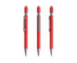 Stylo en aluminium recyclé avec spinner et embout tactile, encre bleue couleur rouge