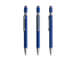 Stylo en aluminium recyclé avec spinner et embout tactile, encre bleue couleur bleu marine