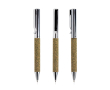 Stylo en acier inoxydable avec résidus de thé rotatif encre noire couleur argenté