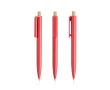 Stylo en plastique recyclé avec bouton en bambou à encre bleue couleur rouge