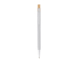 Stylo en aluminium recyclé avec bouton-poussoir en bambou, encre bleue couleur blanc