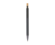 Stylo en aluminium recyclé avec bouton-poussoir en bambou, encre bleue couleur gris