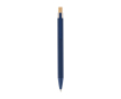 Stylo en aluminium recyclé avec bouton-poussoir en bambou, encre bleue couleur bleu marine