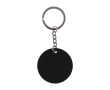 Porte-clés rond en acier inoxydable recyclé et caoutchouc couleur noir