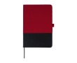 Carnet A5 en RPET avec détail en PU en bas, pages lignées couleur rouge foncé