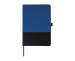 Carnet A5 en RPET avec détail en PU en bas, pages lignées couleur bleu