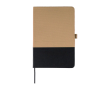 Carnet A5 en RPET avec détail en PU en bas, pages lignées couleur beige
