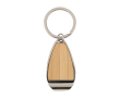 Porte-clés décapsuleur en alliage de zinc avec incrustation en bambou couleur bois