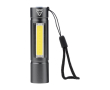 Lampe de poche en aluminium rechargeable avec dragonne et 3 modes couleur noir