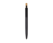 Stylo en aluminium recyclé avec bouton-poussoir en bambou, encre bleue couleur gris foncé