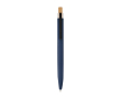 Stylo en aluminium recyclé avec bouton-poussoir en bambou, encre bleue couleur bleu
