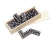 Jeu de dominos avec pièces en bois FSC dans un étui en bois couleur marron