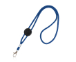 Lanyard tubulaire en polyester réglable avec mousqueton 3 cm couleur bleu marine