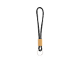 Porte-clés style tubulaire en polyester avec attache en bambou couleur noir