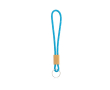 Porte-clés style tubulaire en polyester avec attache en bambou couleur turquoise