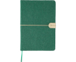 Carnet A5 en feutre recyclé, fermeture en similicuir et pages lignées couleur vert
