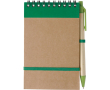 Bloc-notes en carton recyclé avec stylo et fermeture élastique couleur vert