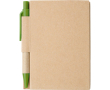 Bloc-notes en carton avec stylo à encre noire et feuilles lignées couleur vert clair