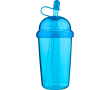 Gobelet RPET avec couvercle vissé et paille 500 ml couleur bleu ciel