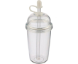 Gobelet RPET avec couvercle vissé et paille 500 ml couleur transparent