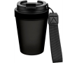 Gobelet transparent avec couvercle vissé et dragonne 350 ml couleur noir