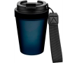 Gobelet transparent avec couvercle vissé et dragonne 350 ml couleur bleu