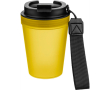 Gobelet transparent avec couvercle vissé et dragonne 350 ml couleur jaune