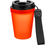 Gobelet transparent avec couvercle vissé et dragonne 350 ml couleur orange