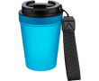 Gobelet transparent avec couvercle vissé et dragonne 350 ml couleur bleu ciel