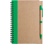 Bloc-notes A5 en carton recyclé avec stylo, pages lignées couleur vert