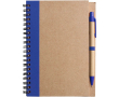 Bloc-notes A5 en carton recyclé avec stylo, pages lignées couleur bleu