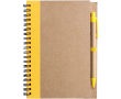 Bloc-notes A5 en carton recyclé avec stylo, pages lignées couleur jaune