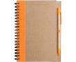 Bloc-notes A5 en carton recyclé avec stylo, pages lignées couleur orange