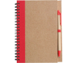 Bloc-notes A5 en carton recyclé avec stylo, pages lignées couleur rouge