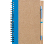 Bloc-notes A5 en carton recyclé avec stylo, pages lignées couleur bleu ciel