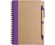 Bloc-notes A5 en carton recyclé avec stylo, pages lignées couleur violet