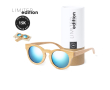 Lunettes en bambou avec verres miroir dans un sac à cordon couleur bois