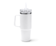 Bouteille isotherme en acier inoxydable recyclé avec paille 870ml couleur blanc