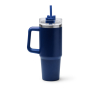Bouteille isotherme en acier inoxydable recyclé avec paille 870ml couleur bleu marine
